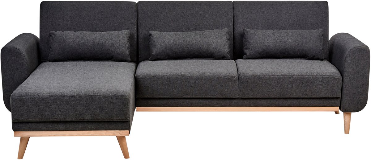 OLLSTA - Hoekslaapbank - Zwart - Rechtszijdig - Polyester