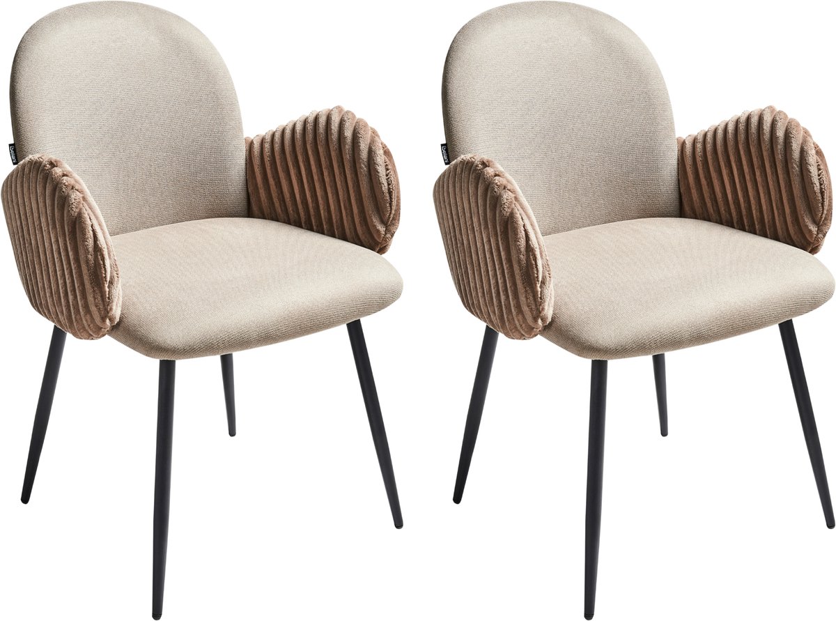 AMITY - Eetkamerstoel set van 2 - Taupe - Polyester
