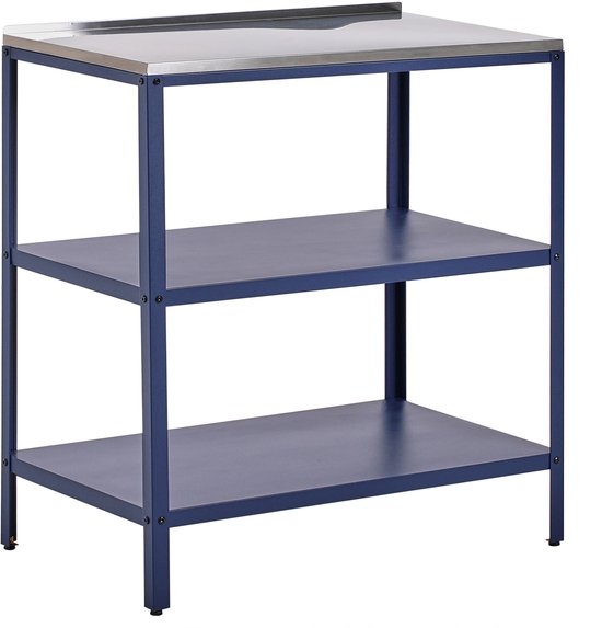 VILAMA - Buitenkeuken eiland - Blauw - 80x50x92 cm - Staal