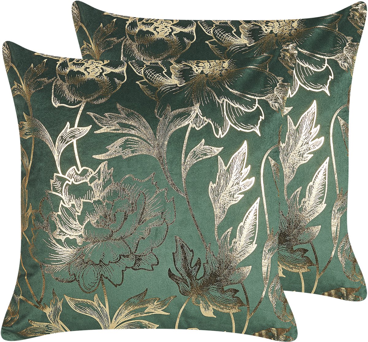 DAFFODIL - Sierkussen set van 2 - Smaragdgroen - 45 x 45 cm - Fluweel