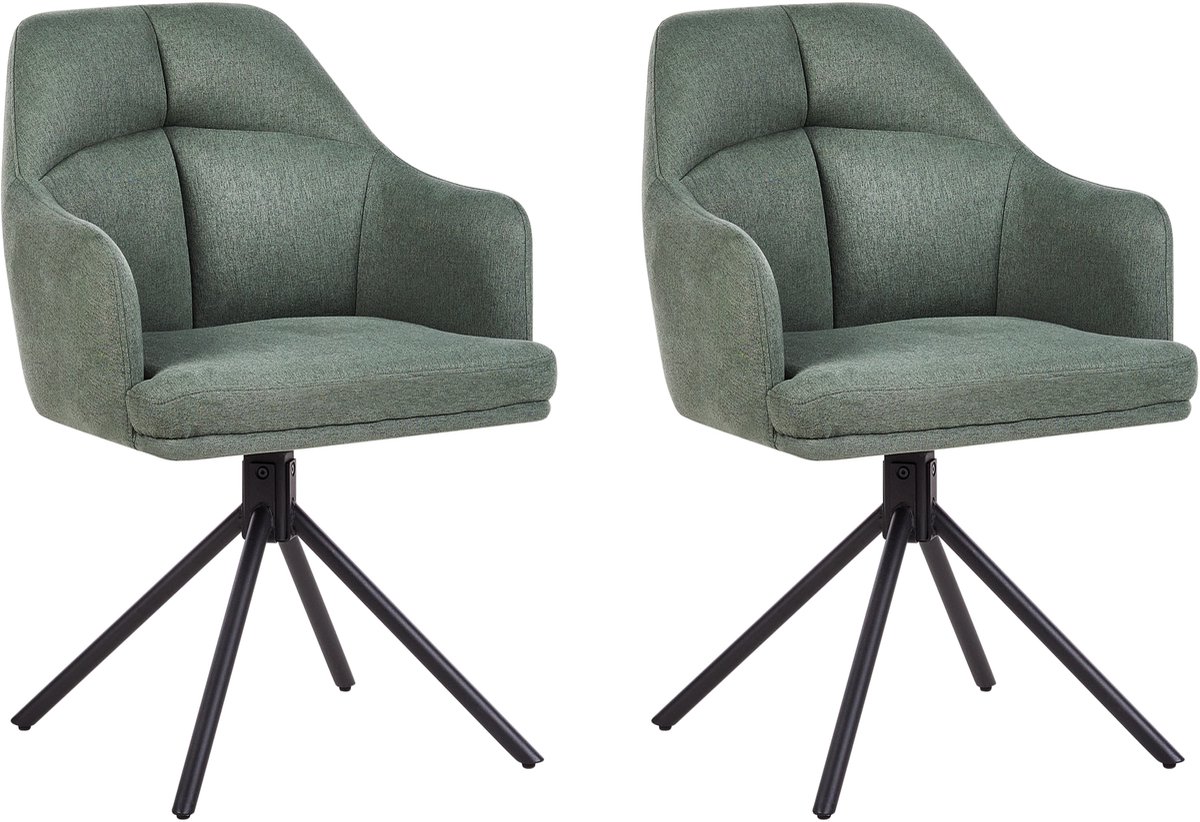 MIRA - Set van 2 eetkamerstoelen - Groen - Polyester