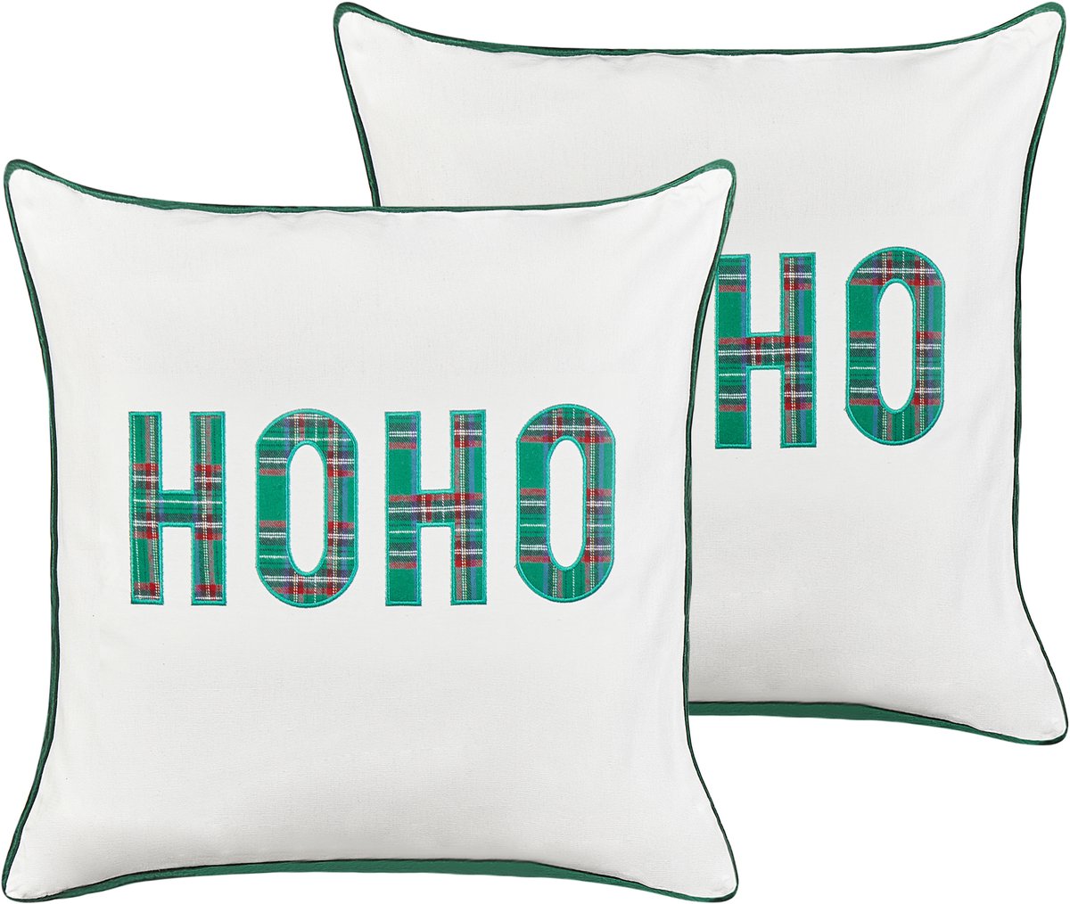 Beliani JOYCANDY - Sierkussen set van 2 - Wit - 45 x 45 cm - Katoen