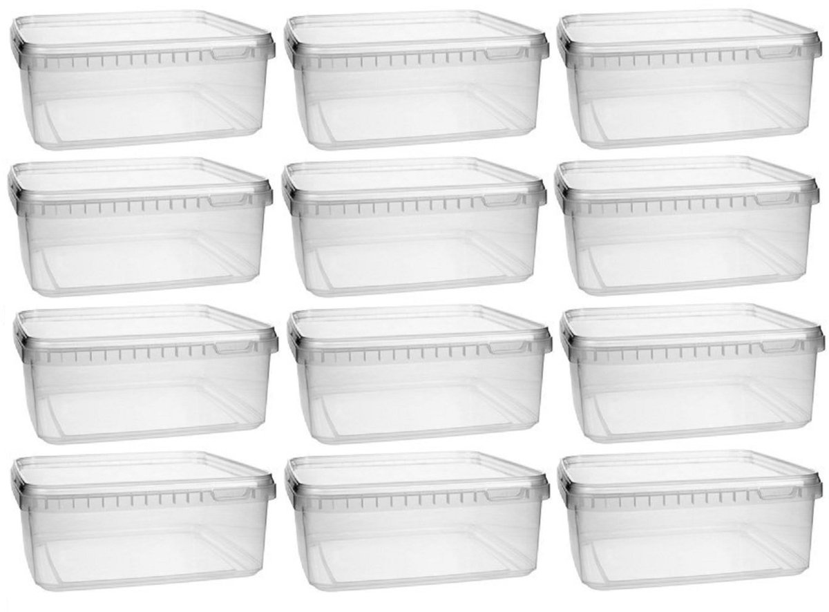 Ibenzoa® Set van 12 transparante voedselveilige opbergdozen met deksel en schep