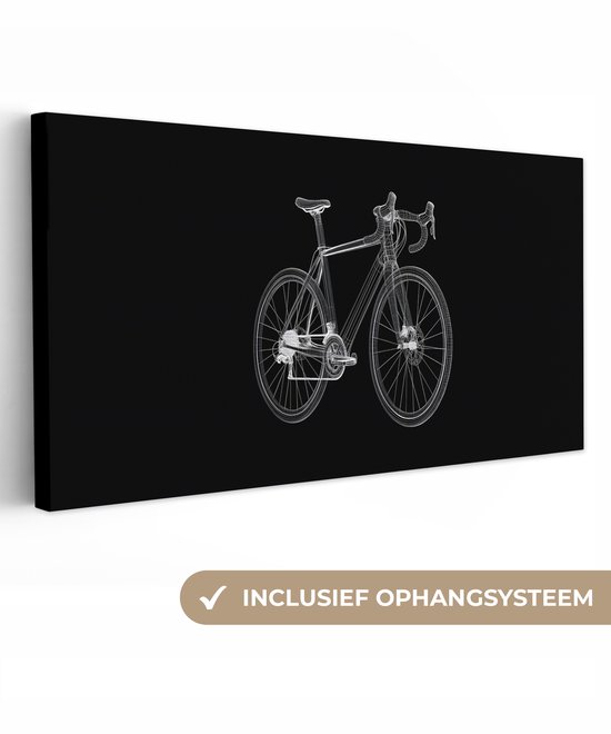 Canvas schilderij 100x50 cm - Exclusieve wanddecoratie Lijnen - Illustratie - Wit - Muurdecoratie woonkamer - Slaapkamer decoratie - Kamer accessoires - Schilderijen op canvas