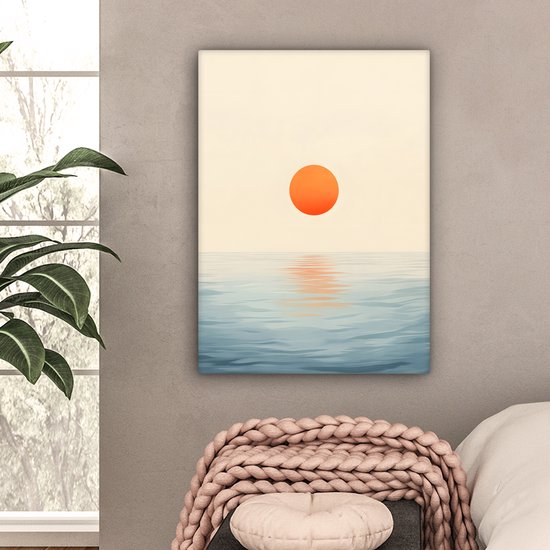 Tableau sur toile 60x80 cm - Décoration murale exclusive Soleil - Oranje - Mer - Décoration murale salon - Décoration chambre - Accessoires chambre - Peintures sur toile