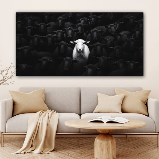 Tableau sur toile 160x80 cm - Décoration murale exclusive Mouton - Wit - Ténèbres - Décoration murale salon - Décoration chambre - Accessoires chambre - Peintures sur toile