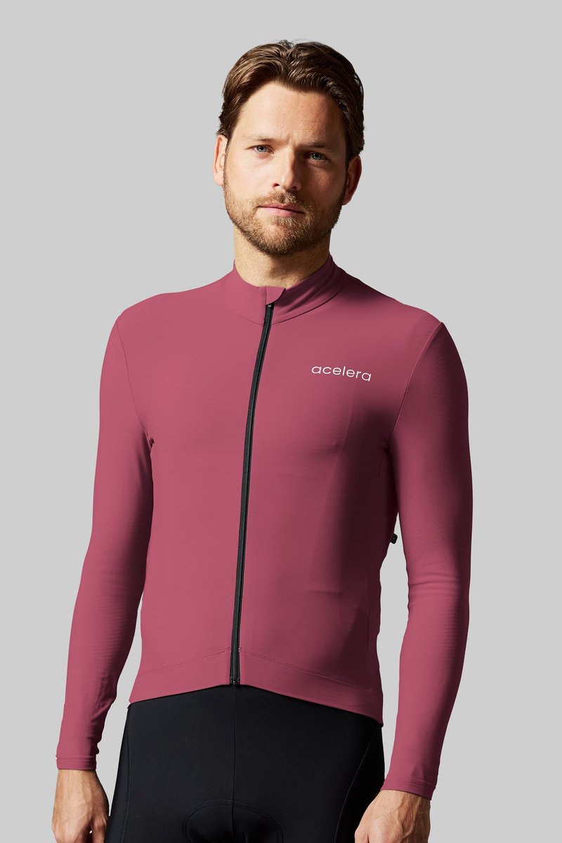 Acelera Fietsshirt Lange Mouwen Rood - Lined - Wielershirt - Fietskleding - Heren - Warm Fietsshirt Lange Mouwen- Maat M