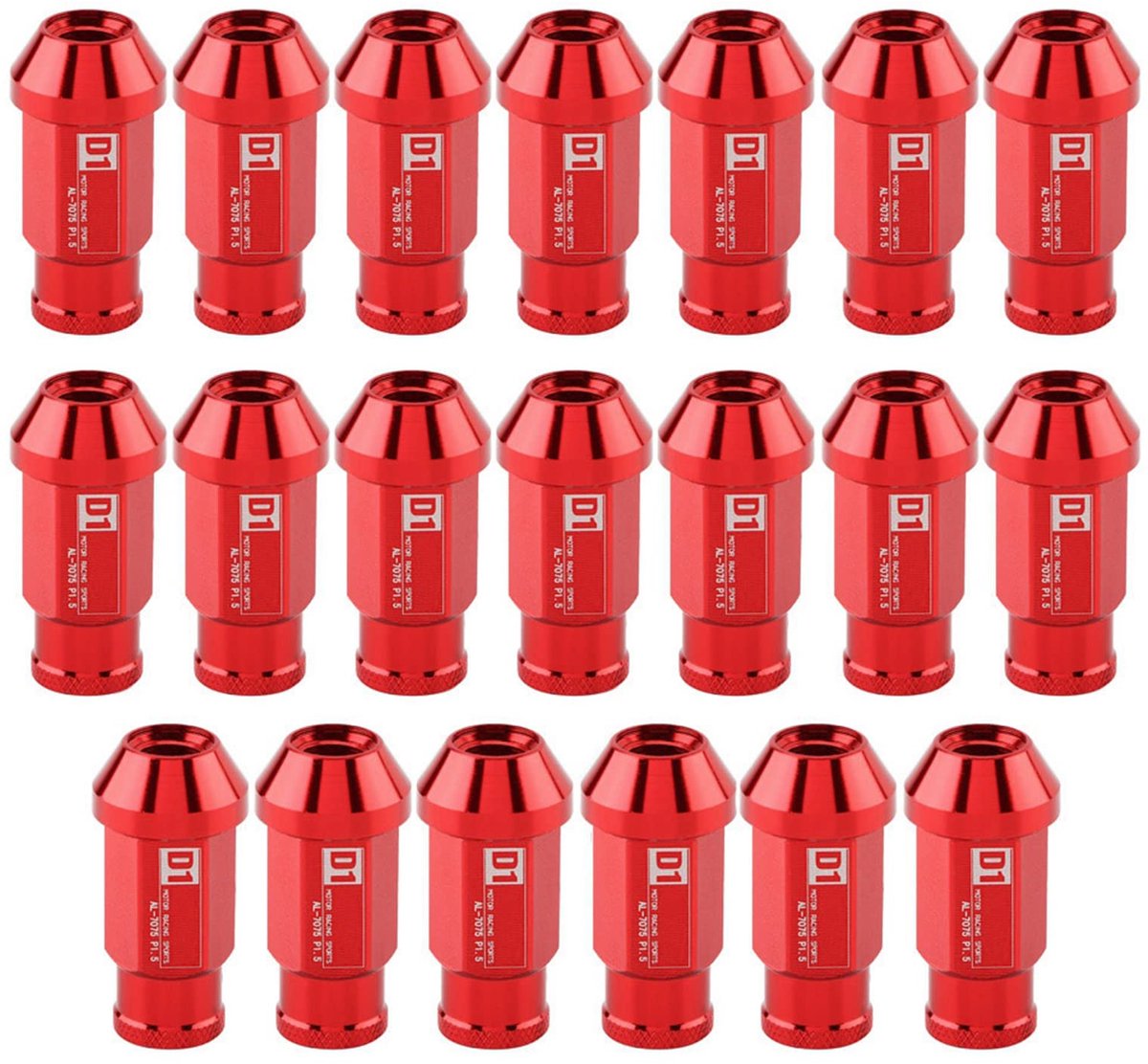 Racing Wheel Spiked Lug Nuts Car Tire Screw Racing Wheel Aluminum Nut M12X1.5 20Pcs(Red)
