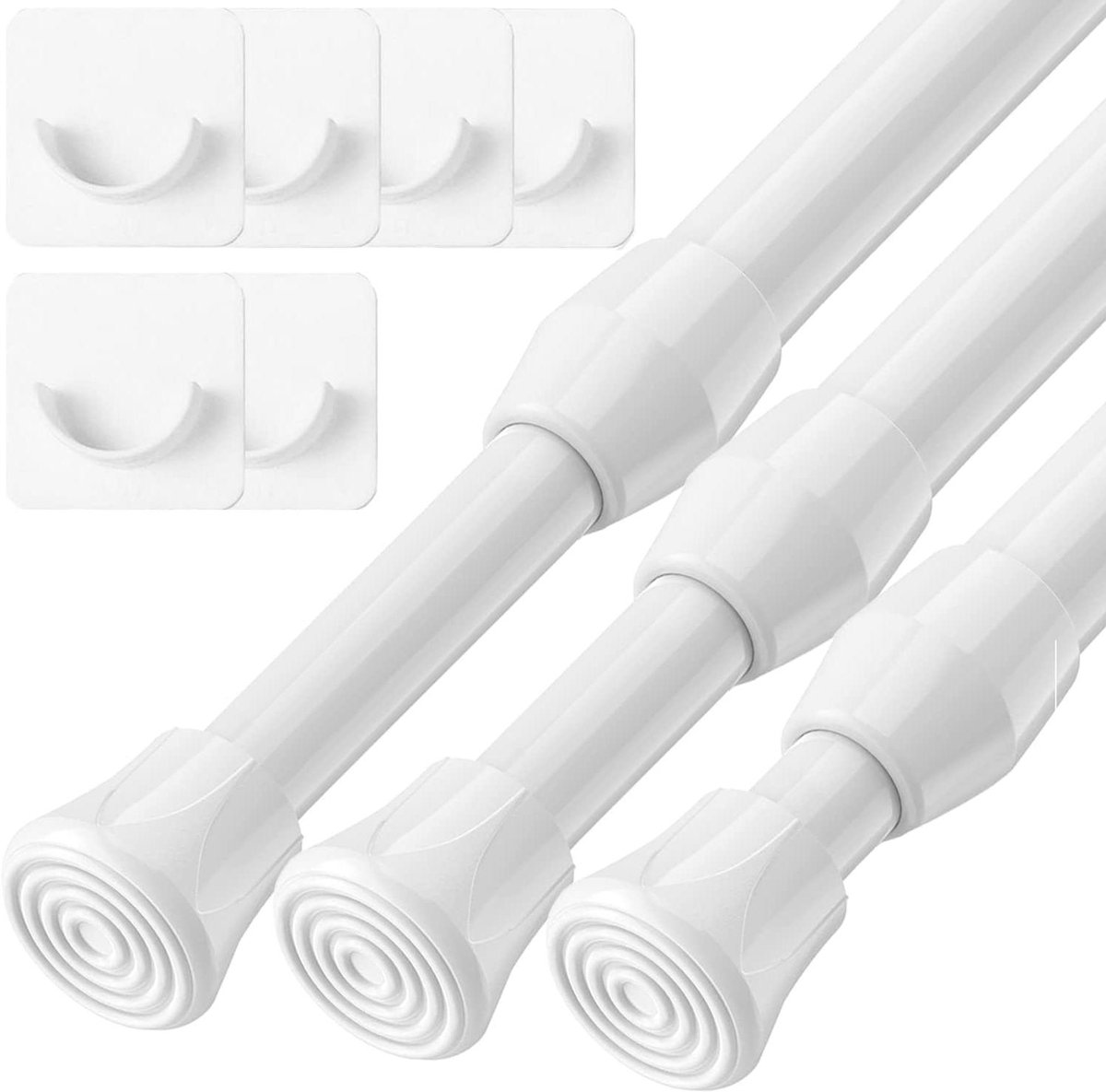 Allecto plus - Veerspanstang voor netgordijnen 3 stuks - Uitschuifbare gordijnroede 54-90 cm - Badkamer Raam Boekenplank - Ø 13 mm