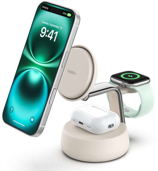Belkin 3-in-1 Magnetisch Draadloos Laadstation met Qi2 25 W - Magsafe compatibel