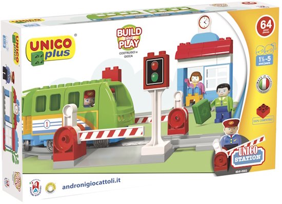 Unico Plus Trein Groen - 64 delig | Geschikt voor Duplo