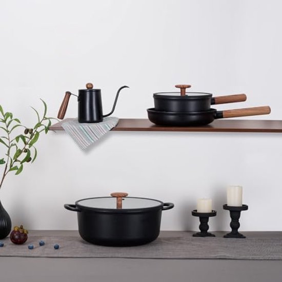 PromoHome Keramische Pannenset 17-delig - Anti-aanbak & Afneembare Handvatten — afbeelding 5