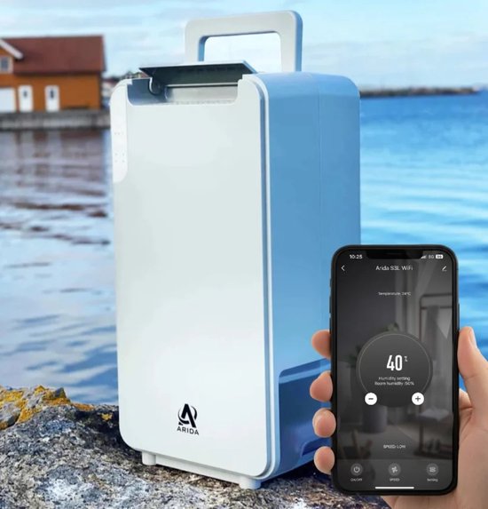 Arida S3L Luchtontvochtiger met WIFI - 3,2L/dag - Voor Boot, Camper & Caravan - Compact & Stil - Anti-Schimmel