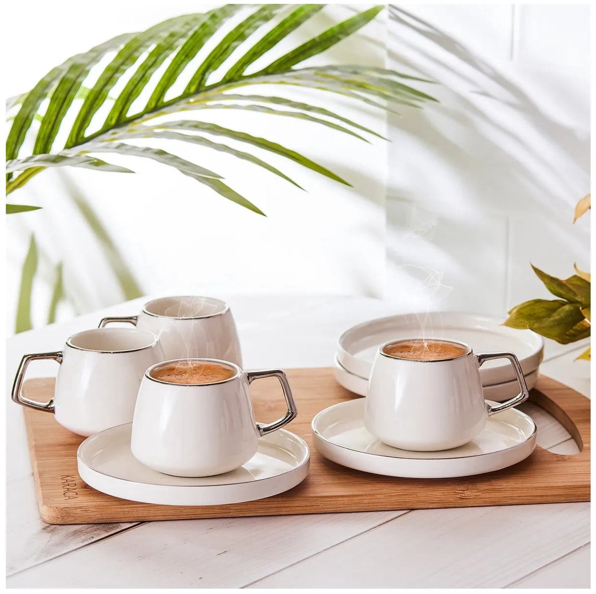 KARACA SATURN 6 PERSONEN KOFFIEKOP SET 90 ML PLATIN