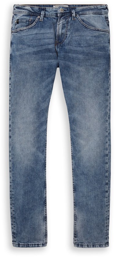 Blauwe jeans, van voren gezien.