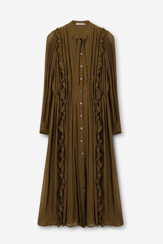 Donkergroene Maxi Jurk Met Ruffles