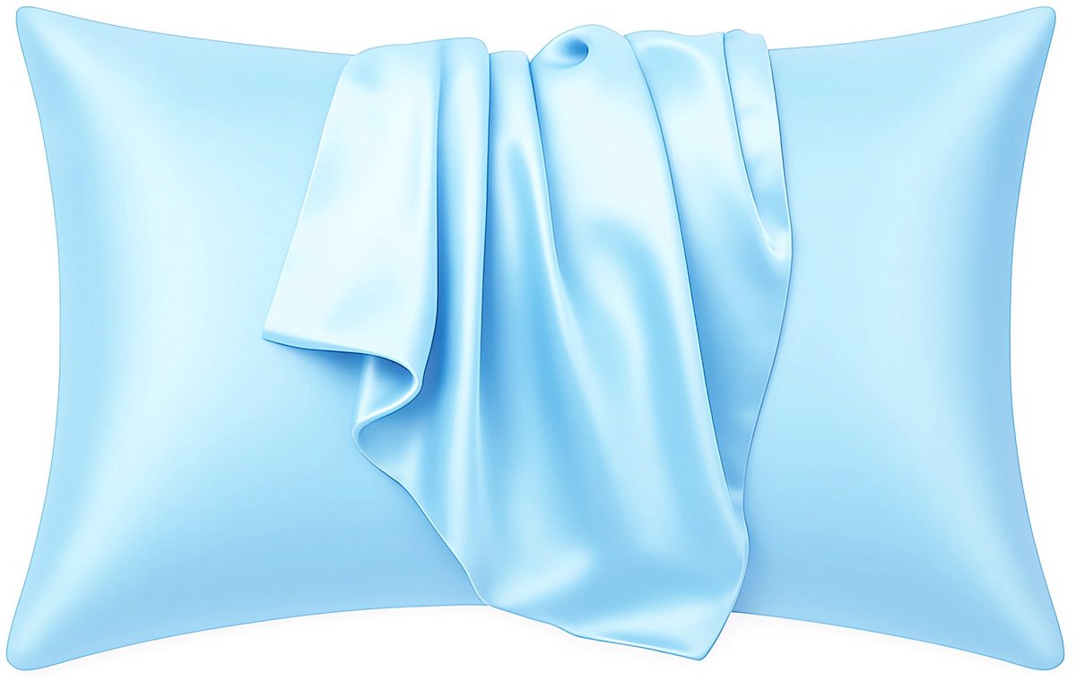 Satijnen kussensloop Lichtblauw 60 x 70 cm hoofdkussen formaat - AfricanFabs® Satin pillow case / Zijde zachte kussensloop van satijn (1 stuks)