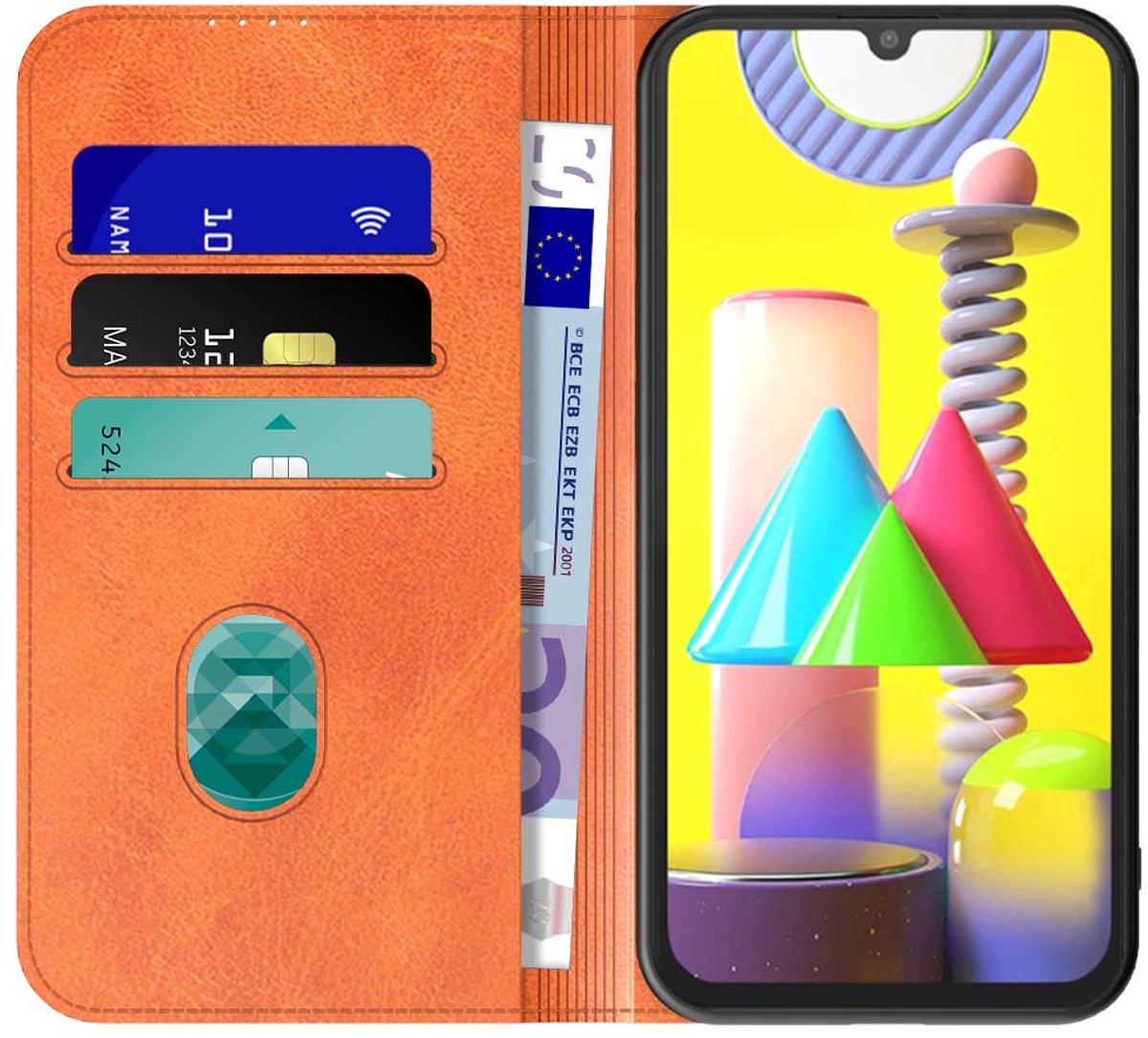Geschikt voor Samsung Galaxy M31 Telefoonhoesje Bruin Kunstleer Met Magnetische Sluiting - Portemonnee BookCase Met Pasjeshouder - ProtX