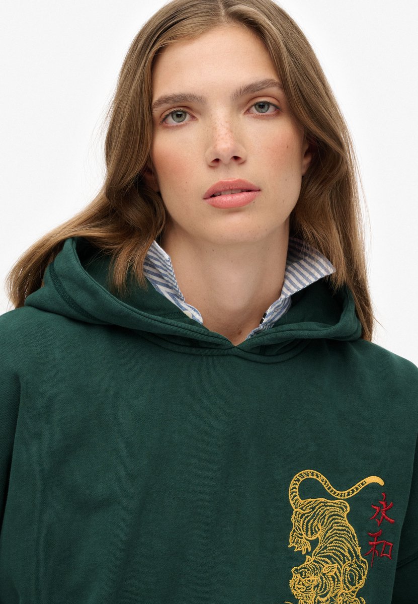 Superdry Tokyo Narrative Oversized hoodie Dames Hoodies Groen