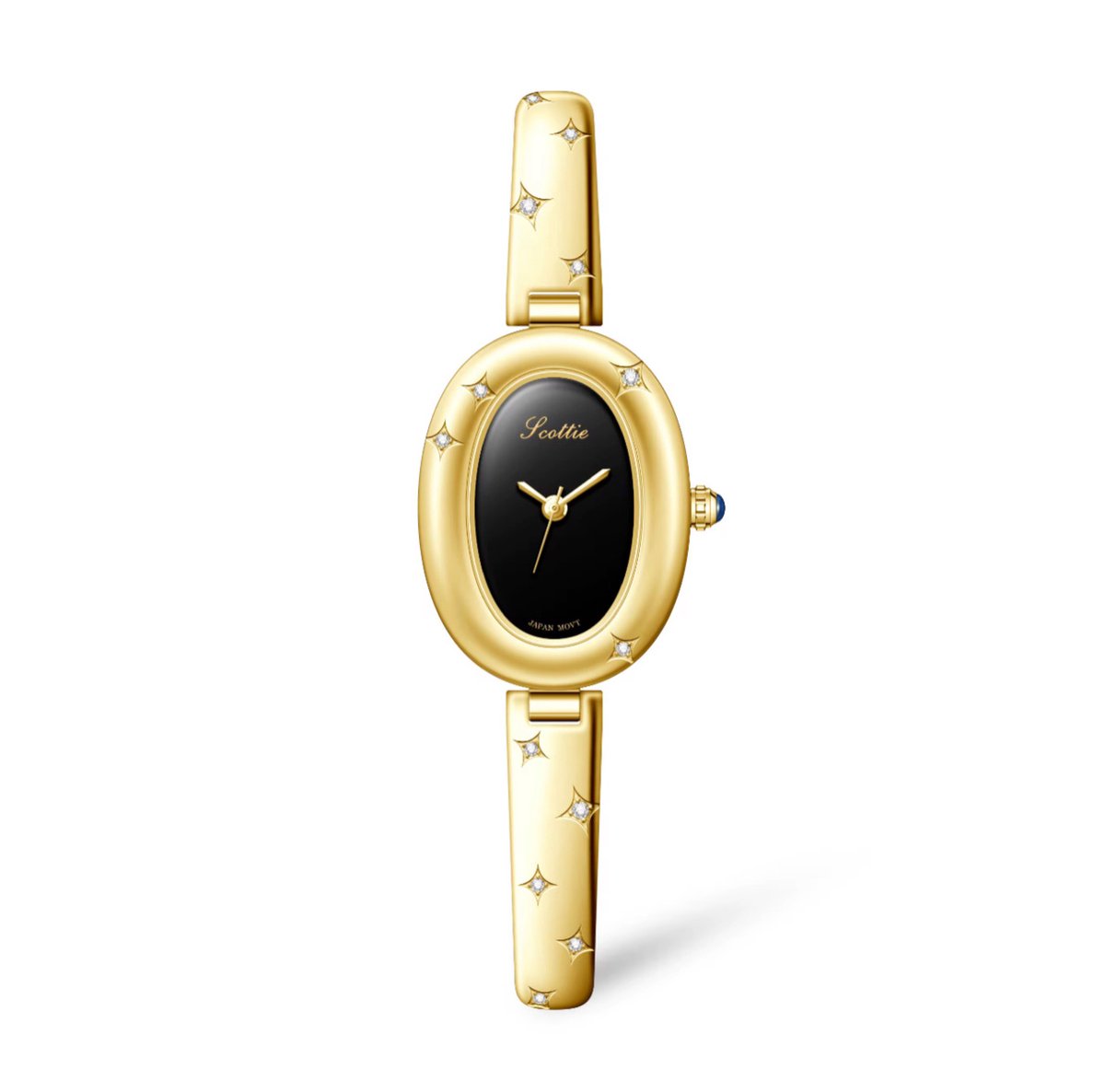 Scottie Dames Horloge GoudkleurigZwart | Dames Horloges | Roestvrijstaal | Luxe Horloges | Zirkonia | Trendy Horloges |