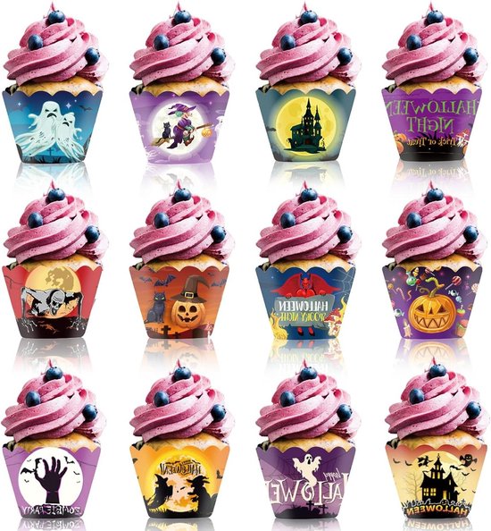 Shinybox Gâteau d'halloween, 65 Pièces Halloween Cupcake Wrappers