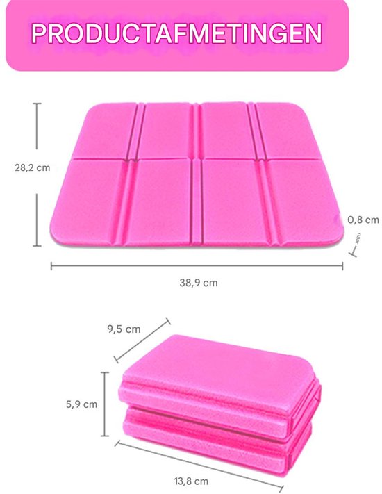 Gsedaox-Zitmatje-2 stuks-Opvouwbaar-Isolerend-Waterdicht-Kampeer zitmatje-Wandel zitmatje-Outdoor zitkussen-38.9x28 cm-Roze, Legergroen — afbeelding 5