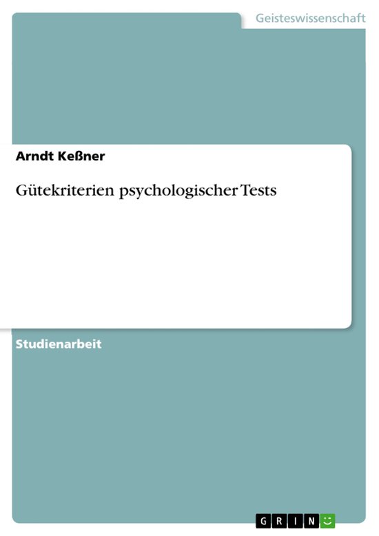 G�Tekriterien Psychologischer Tests - cover