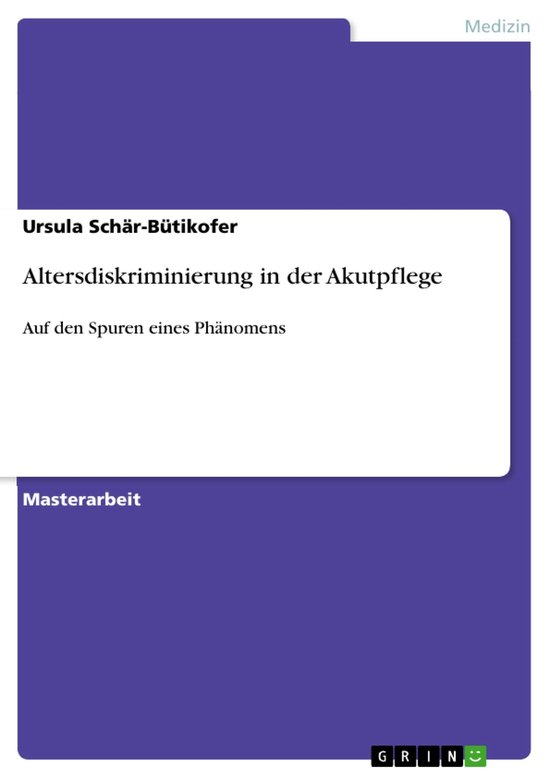 Altersdiskriminierung in der Akutpflege - cover