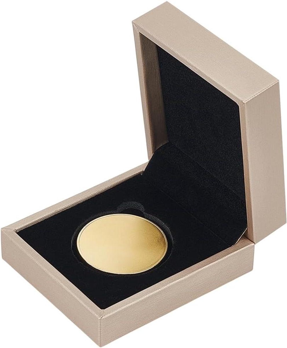 Allecto plus - Uitdagingsmunten Opbergdoos met Deur Protector en Display Case, Ø 44 mm, Burlywood