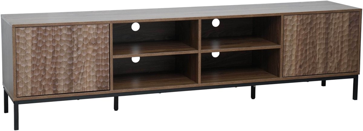 Oviala - Rechthoekige tv-kast met 2 deuren L200 cm donker hout - Ketry