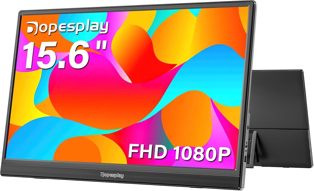 Draagbare Monitor 15,6 Inch FHD 1080P met Kickstand, USB-Aansluiting voor Laptop, PC, Mac, PS4/5, Xbox