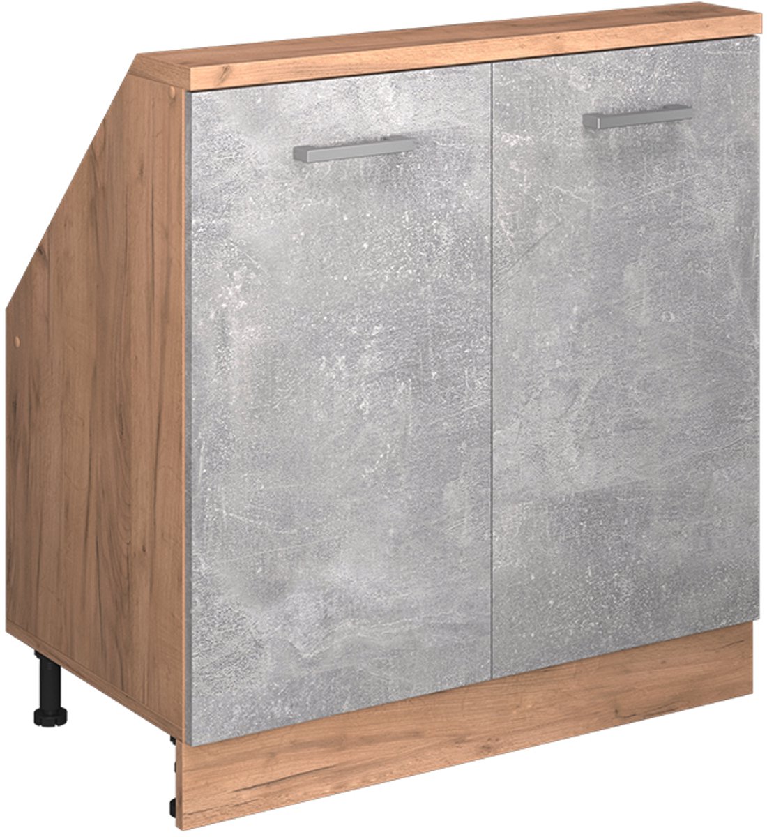 Vicco R-Line Keukenkast voor schuine wand – 80 cm met 2 deuren Beton/gouden eik Beton/Goudkleurig Eiken