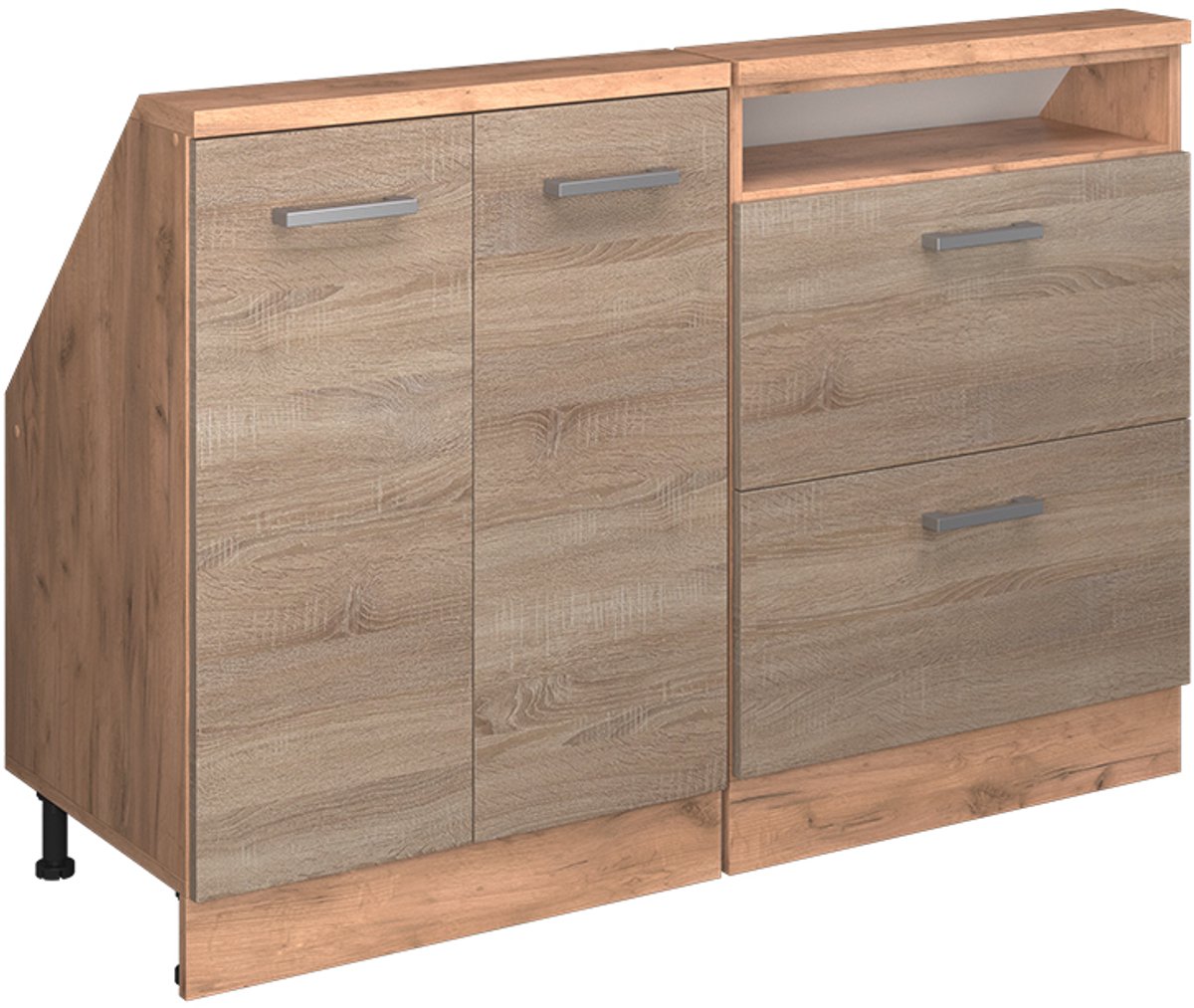 Vicco R-Line Keukenkast voor schuine wand – 120 cm Set van 2 Sonoma/Goudkraft eik Sonoma/Goudkleurig Eiken