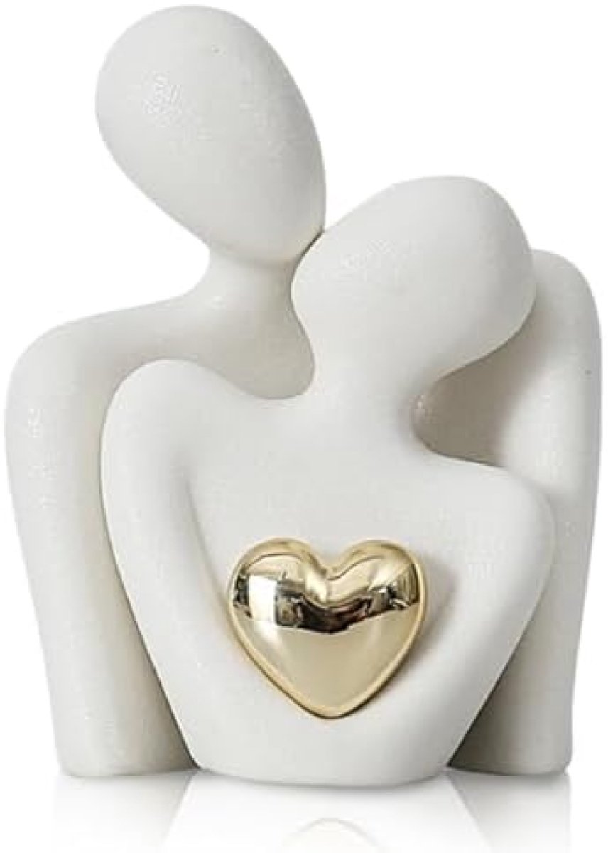 Romantisch Abstract Paar Standbeeld Witte Keramiek Sculptuur Huisdecoratie Woonkamer Ornament Bruiloft Cadeau