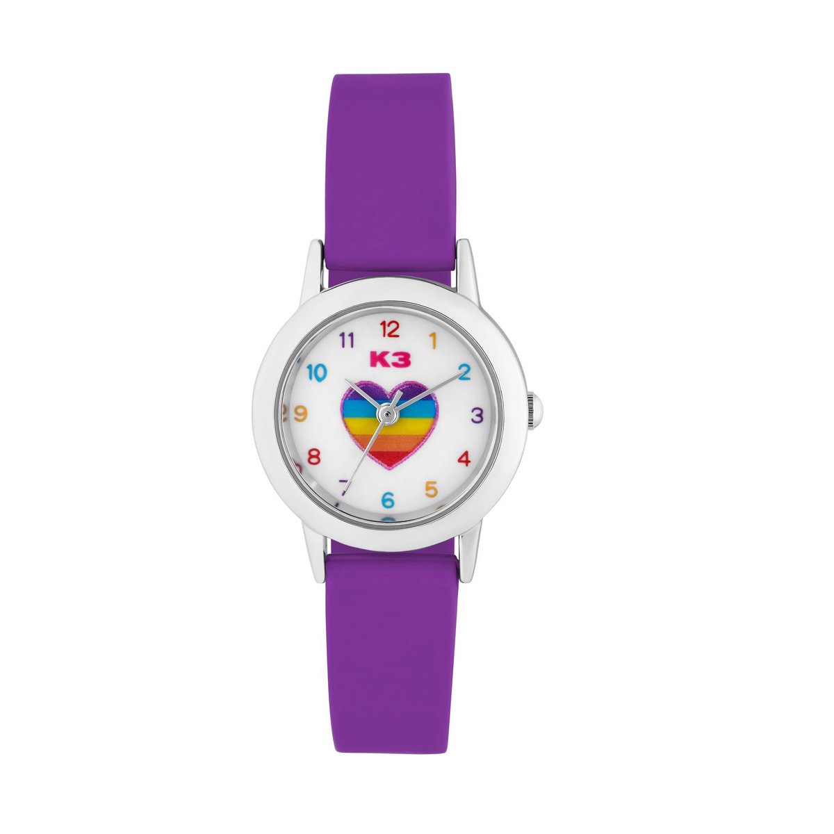 K3 - Kinder K3 kinder horloge hart met rubberen band paars - Horloge - Siliconen - Paars - 25 mm