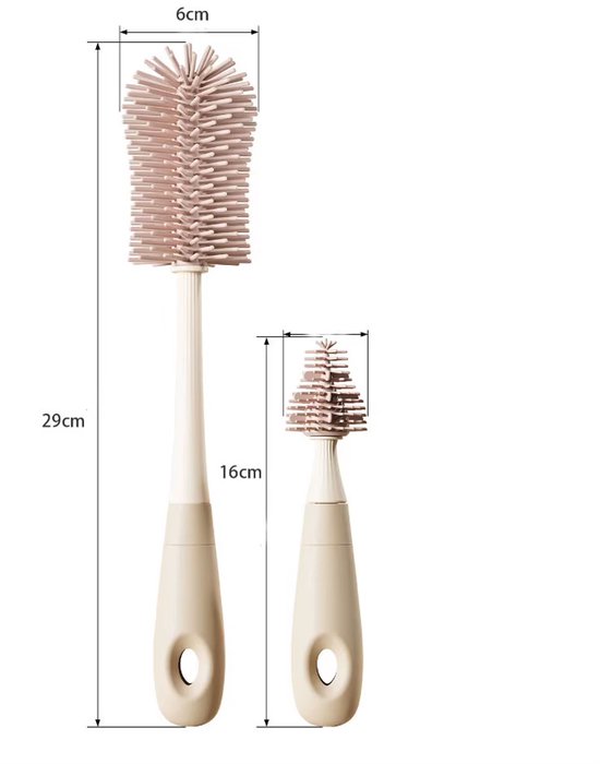 3-Delig - Flessenborstel Baby - Beige - BPA vrij - Siliconen van Merkloos — afbeelding 3