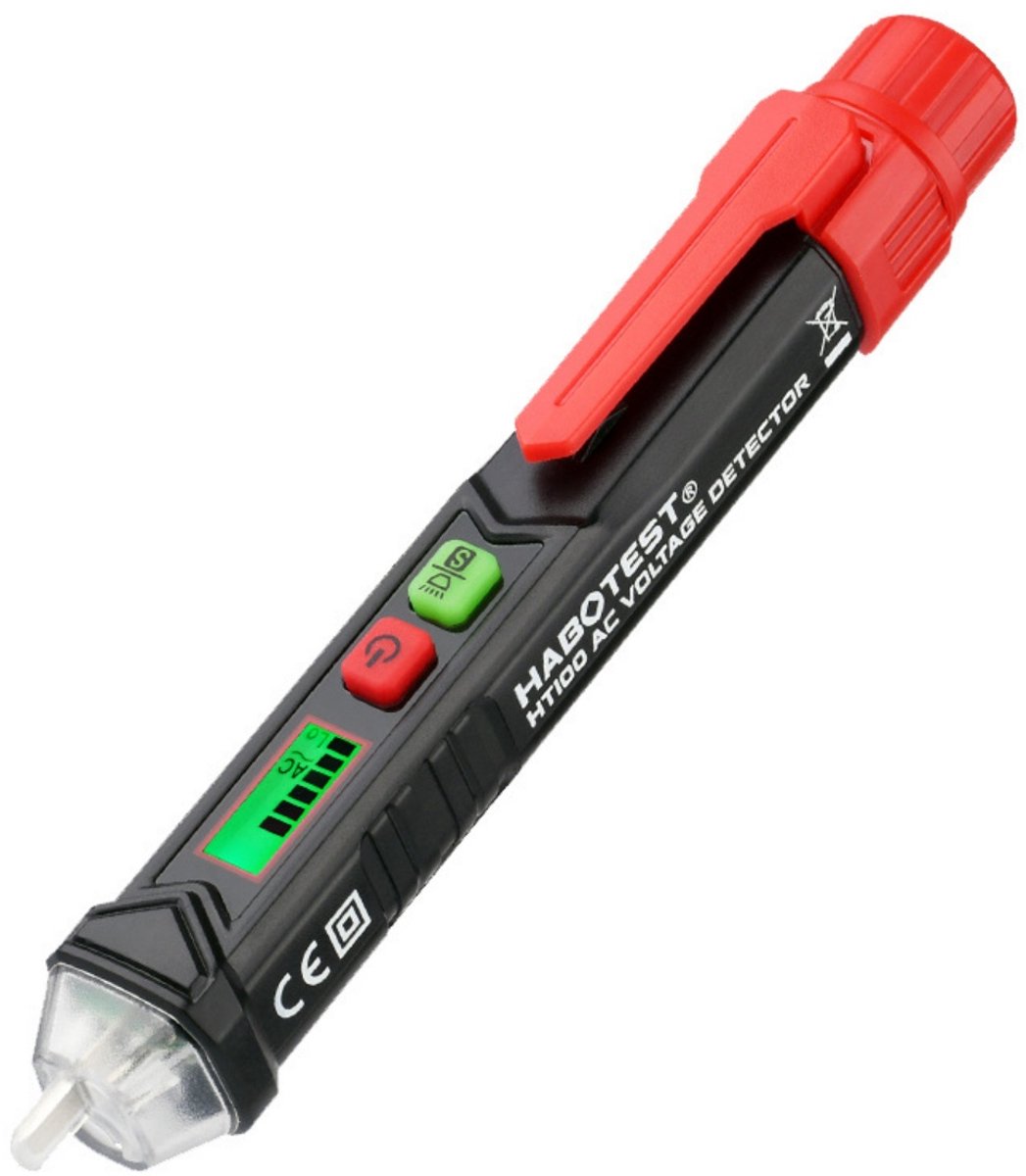 EXCITAT Spanningszoeker - Ampèremeter - Contactloze spanningszoeker - Instelbare gevoeligheid (12~1000V/48~1000V) - Fasezoeker met hoorbaar en visueel alarm - Met zaklamp