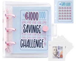 €1000 Geld Besparen Uitdaging met 25 Ringmappen - Mini Spaarboek met Enveloppen - Budget Besparen Cash voor Budget Planner - Geld Besparen Map - Cadeaus voor Kinderen - Thuis - Reizen en Dagboek