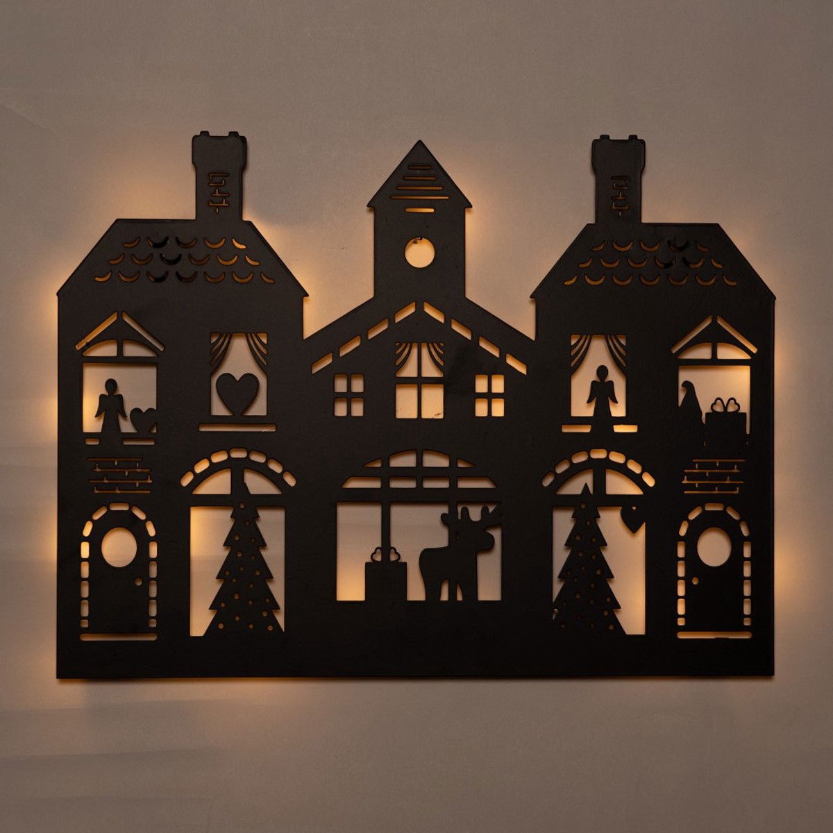 Annas collection - Muurhanger kersthuizen 40x32 cm zwart