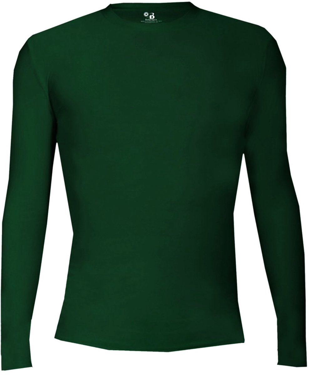 Badger Sports - Pro Compression - Ondershirt - Lange Mouw - Ronde Hals - Jeugd - Donkergroen - Jeugd L