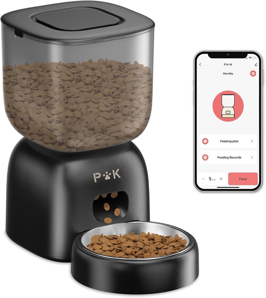 Automatische kattenvoerdispenser met app-verbinding en spraakopname - Tot 10 maaltijden per dag