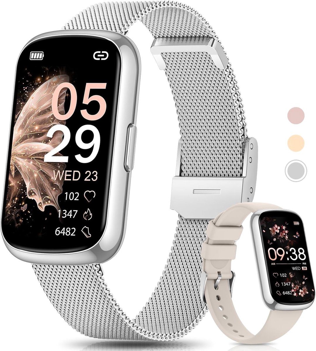 Smartwatch voor dames met 1,47 inch scherm, 24 sportmodi, slaap- en hartslagmonitor, waterdicht en lange batterijduur