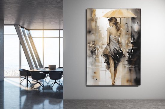 Canvas Schilderij Vrouw - Abstracte kunst - Wanddecoratie - 120x80x2 cm