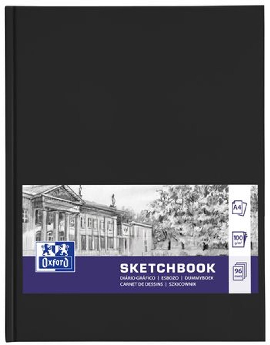 Oxford schetsboek - A4 - 96 vel - 100g papier - harde kaft - zwart — afbeelding 6