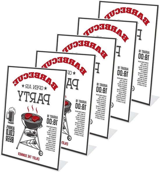 Allecto plus - Présentoir de table A4, 5 pièces, supports en acrylique, transparent - Idéal pour les restaurants, les hôtels et les conférences