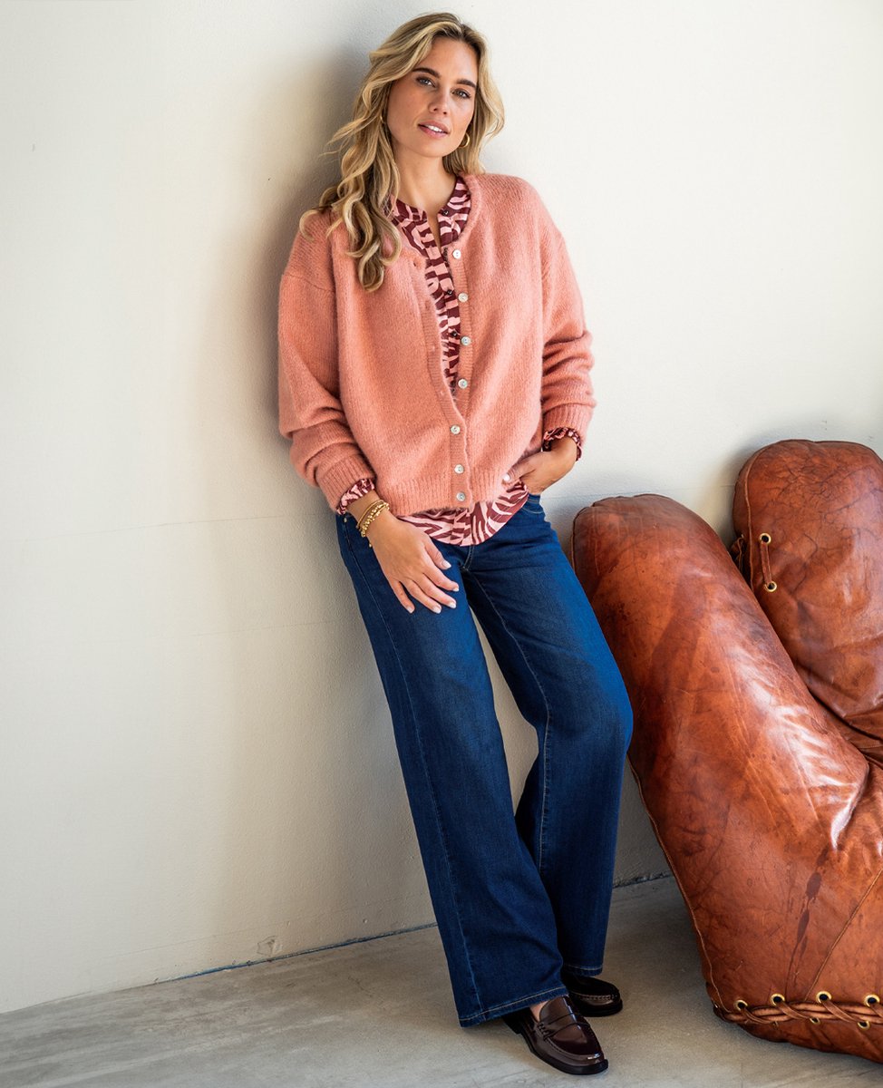 Je m'appelle Dames Broek Straight fit Met stretch - Blauw - Maat L
