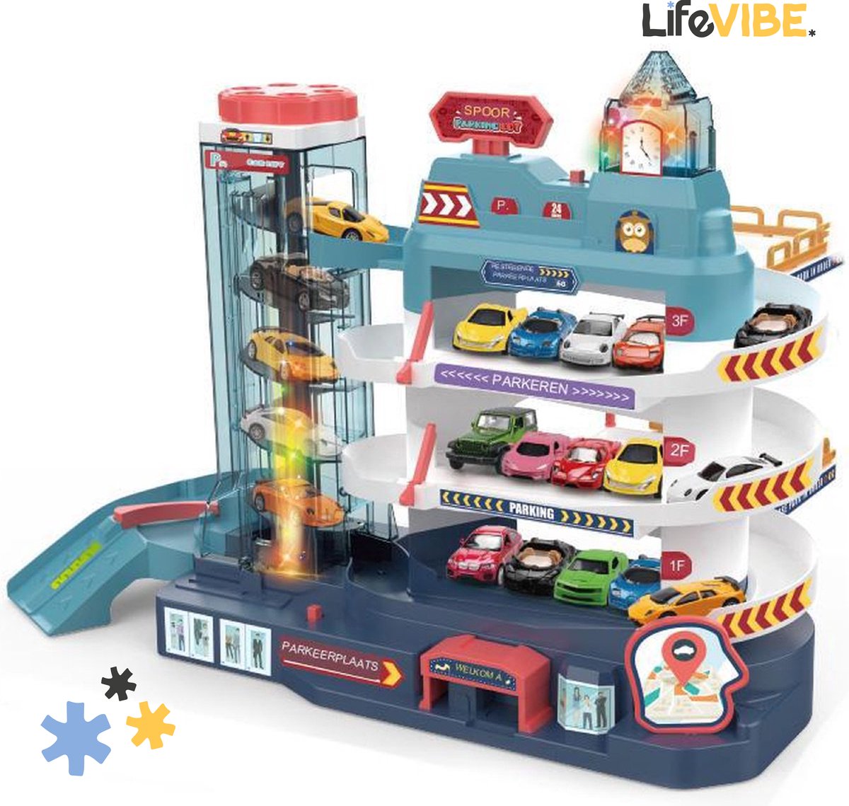 LifeVibe® Speelgoed Parkeergarage met 3 Verdiepingen – Autogarage Avonturenpark - Educatief Speelgoed