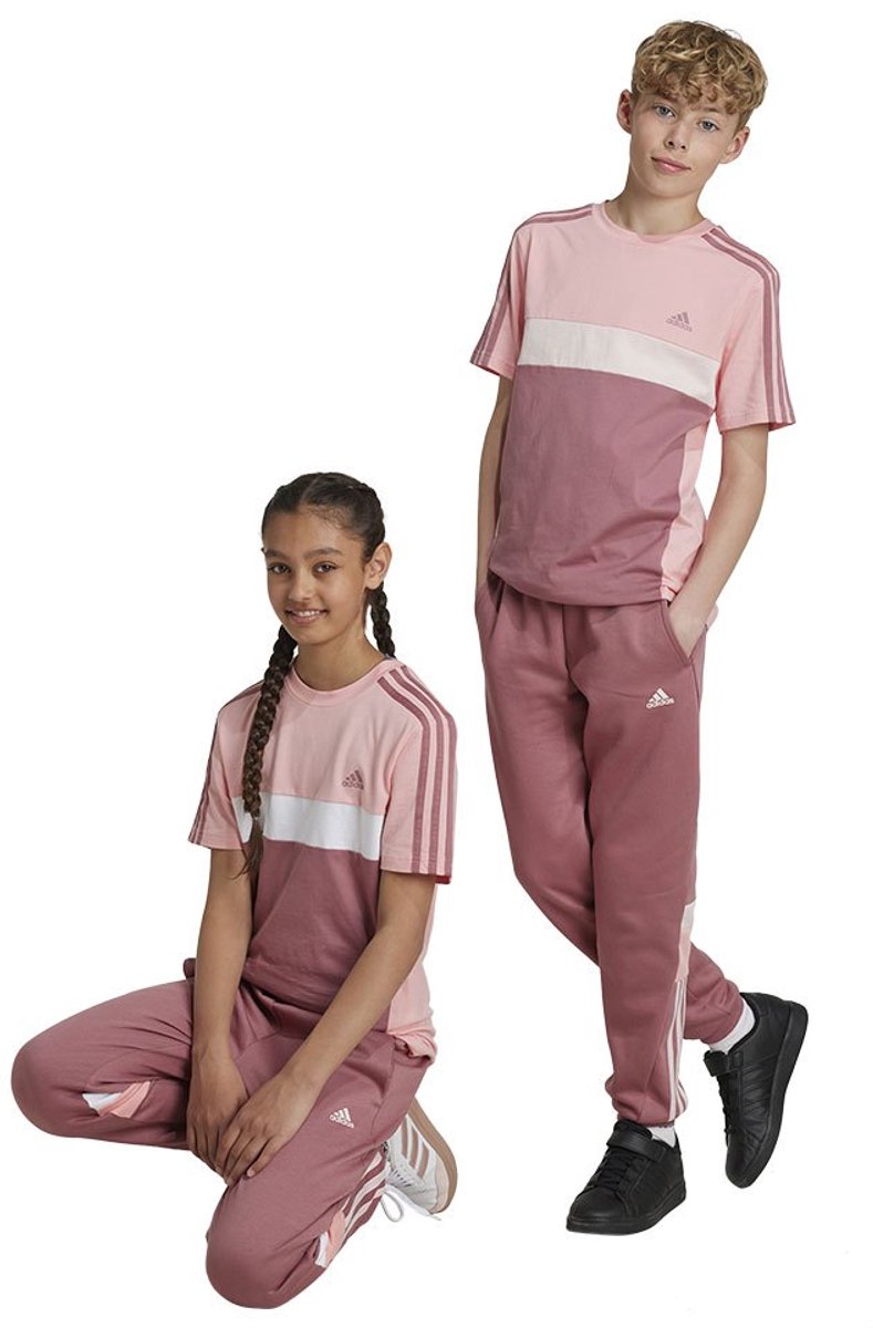 Adidas Tiberio 3 Stripes Colorblock Fleece Joggers 7-8 Years Jongen Roze