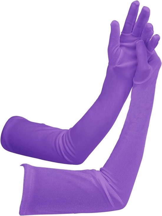 55 cm, lange satijnen handschoenen voor dames, rekbare ellebogen, operahandschoenen, stijl 1920, avondhandschoenen voor bruiloft, carnaval, themafeest, afstudeerfeest, bordeauxrood, één maat