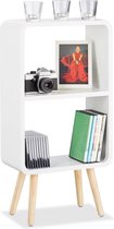 relaxdays boekenkast 2 vakken - boekenrek met houten poten - vakkenkast - kinderkast wit
